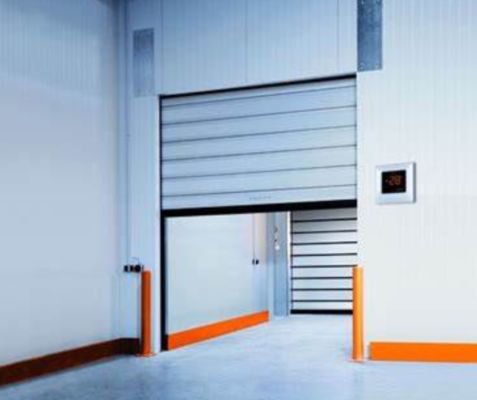 セキュリティカラーカスタマイズされたローリングドアアルミニウム高速スパイラルドア空気透過性のための安全性と効率性≤2.0m3/m2.s